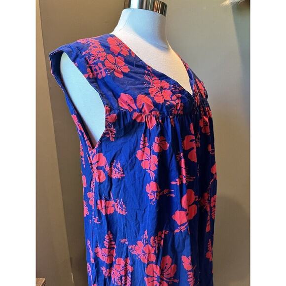 Vintage Ui-Maikai Blue Red Floral Hawaiian Muumuu Dress READ - Picture 3 of 7